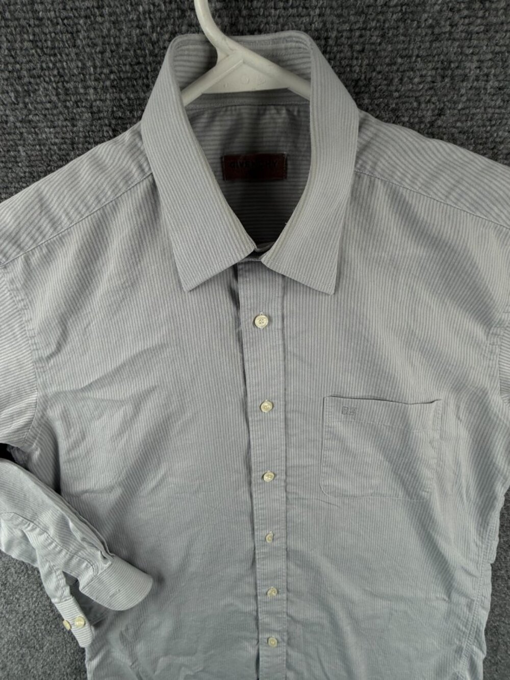 Givenchy Striped Blue Button Up Shirt Long Sleeve Size 95 Woven Point Collar